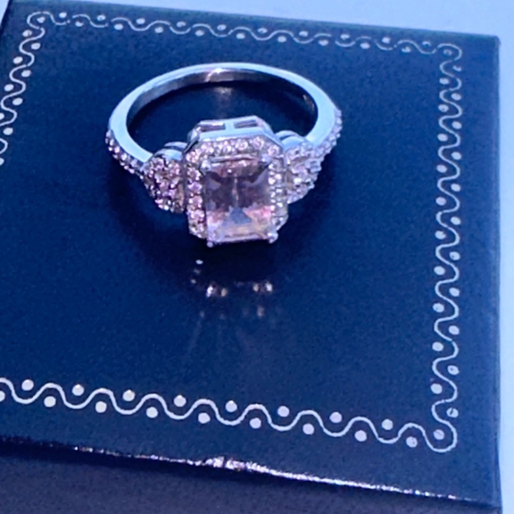 Dainty Pale Pink Morganite & Diamond Ring – 10K White Gold